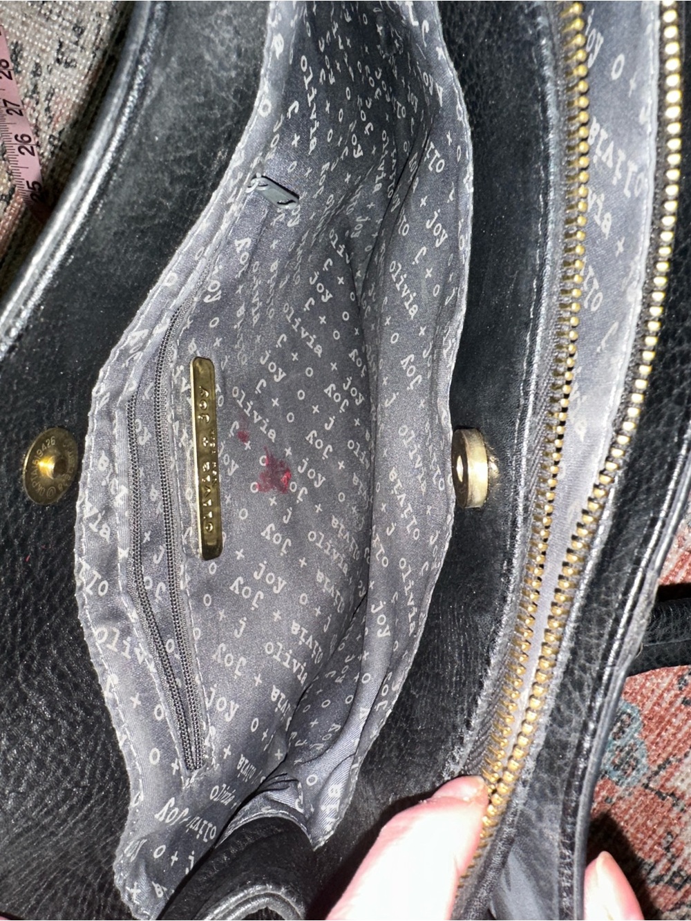 Olivia + Joy Tan Straw Tote with Black Polka Dots and Black Trim - Picture 5 of 9